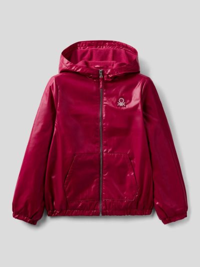 Burgundy Kids' Benetton Glossy Zip And Hood Light Jackets | AU449692