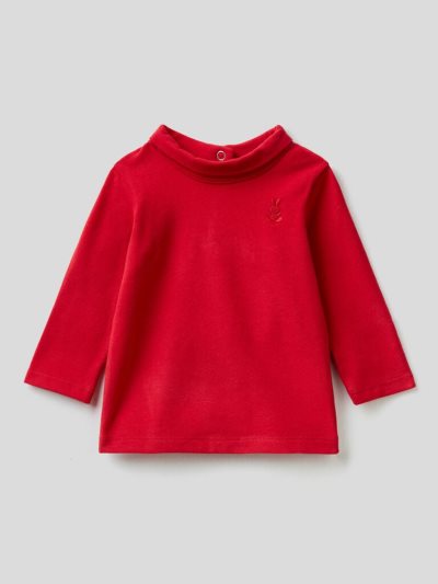 Burgundy Kids' Benetton Long Sleeve Turtleneck T Shirts | AU897964