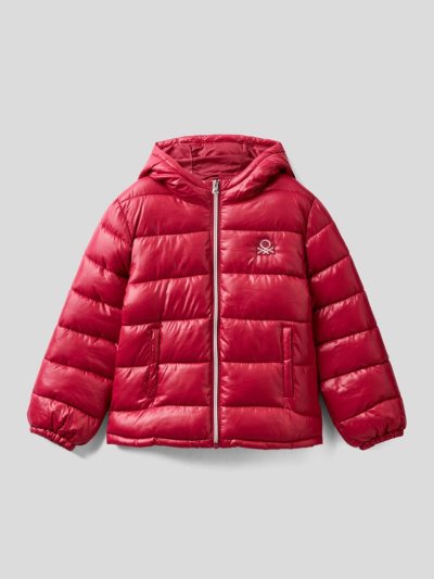 Burgundy Kids' Benetton Shiny Puffer Padded Jackets | AU828061