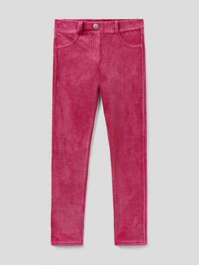 Burgundy Kids' Benetton Super Skinny Chenille Trousers | AU099228