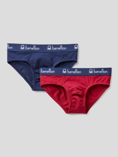 Burgundy Kids' Benetton Two Pairs Of Logoed Elastic Boxers | AU189035