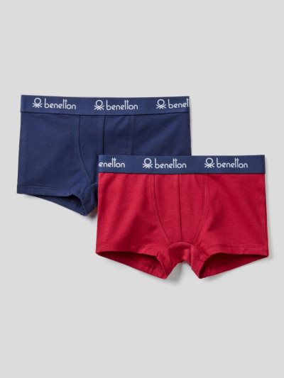 Burgundy Kids' Benetton Two Pairs Of Logoed Elastic Boxers | AU313841