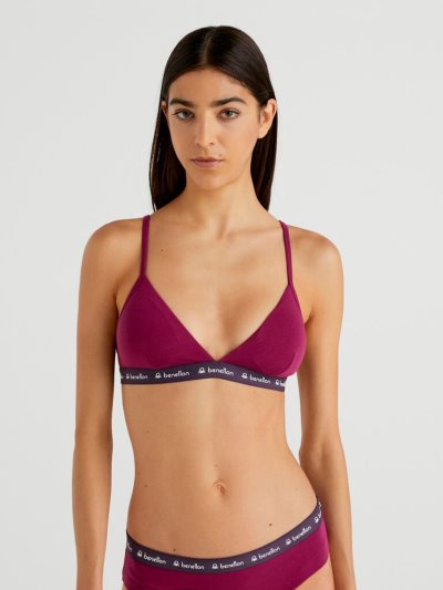 Burgundy Women's Benetton Triangle Organic Cotton Bras | AU484007