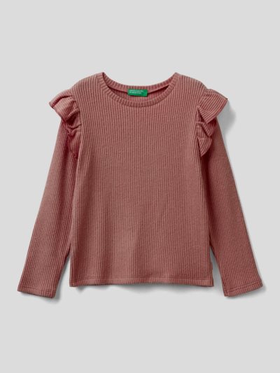 Burnt Kids' Benetton Ribbed Rouches Long Sleeve T-shirts | AU893077