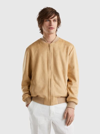 Camel Men's Benetton Suede-look Bomber Light Jackets | AU084508