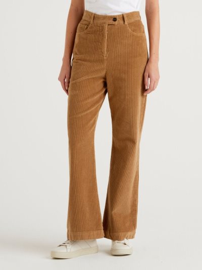 Camel Women's Benetton High-waisted Velvet Trousers | AU838958