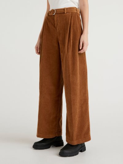 Camel Women's Benetton Jccxucb Oversized Velvet Trousers | AU145680