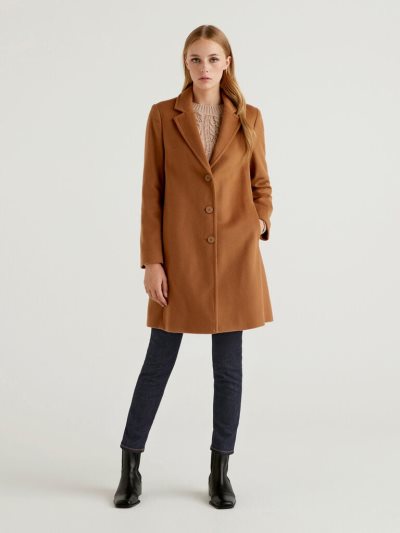 Camel Women's Benetton Short Wool Blend Cloth Coats | AU466219