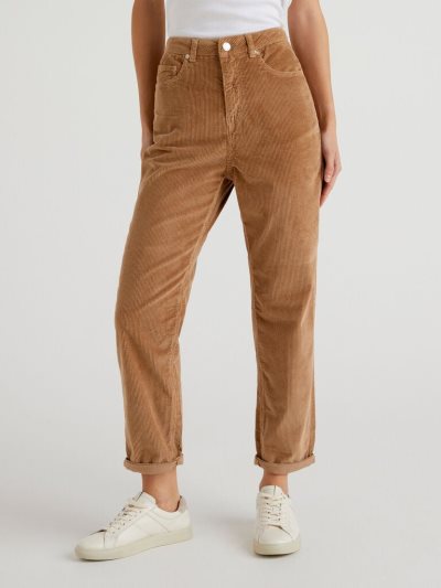 Camel Women's Benetton Velvet Boyfriend Trousers | AU961440