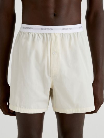 Cream White Men's Benetton Logoed Elastic Boxers | AU273091