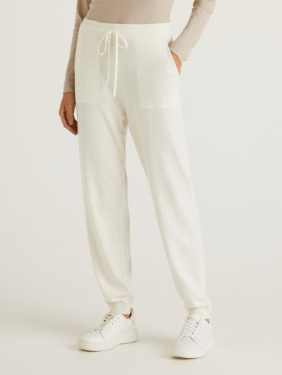 Cream White Women's Benetton Sporty Cashmere Blend Trousers | AU695693