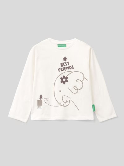 Creamy White Kids' Benetton Benettonxpantone™ Long Sleeve T-shirts | AU836748