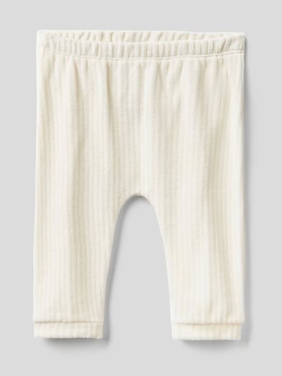 Creamy White Kids' Benetton Chenille Animal Trousers | AU772629