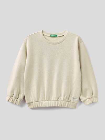 Creamy White Kids' Benetton Crew Neck Organic Cotton Sweatshirt | AU726461