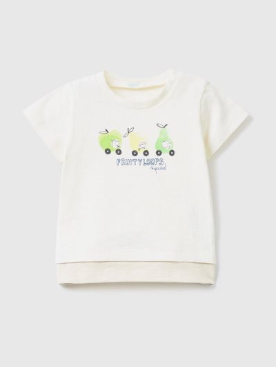 Creamy White Kids' Benetton Fruit Print T Shirts | AU536964