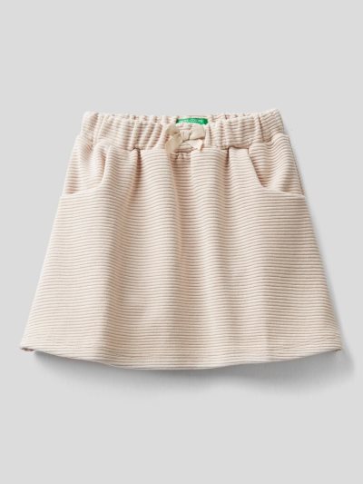 Creamy White Kids' Benetton Full Lurex Skirts | AU724063