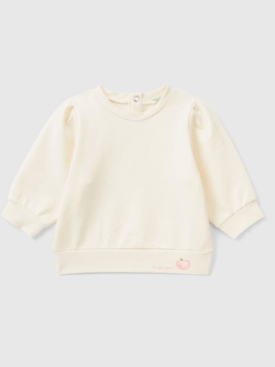 Creamy White Kids' Benetton Lightweight Stretch Cotton Sweatshirt | AU737246