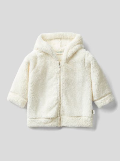 Creamy White Kids' Benetton Long Sleeve Fleece Hoodie | AU488548