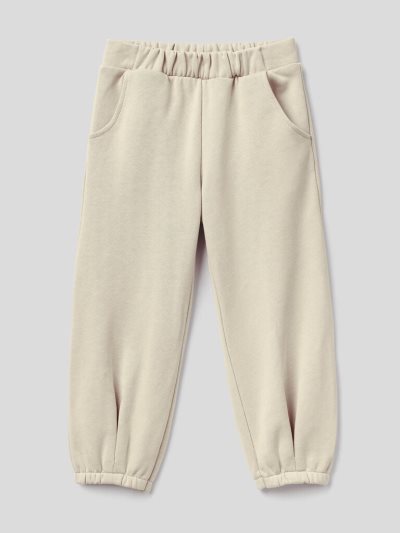 Creamy White Kids' Benetton Organic Cotton Sweatpants | AU603219