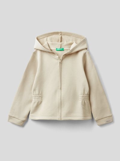 Creamy White Kids' Benetton Organic Cotton Hoodie | AU797458