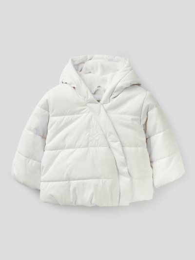 Creamy White Kids' Benetton Padded Hood Jackets | AU816684