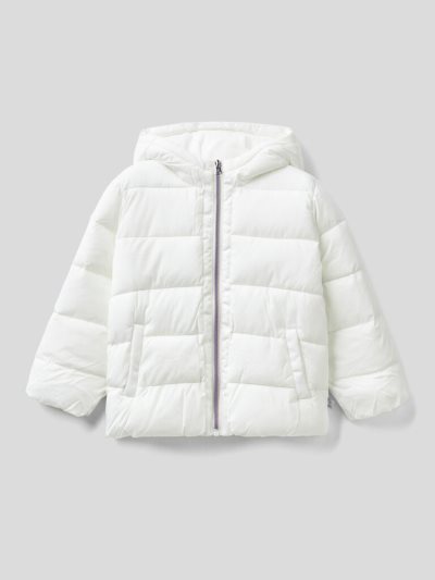 Creamy White Kids' Benetton Padded "Rain Defender" Light Jackets | AU419187