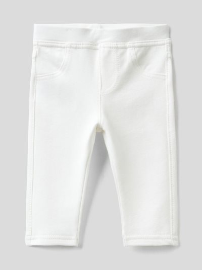 Creamy White Kids' Benetton Stretch Sweat Fabric Jeggings | AU323758