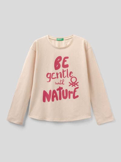 Creamy White Kids' Benetton Warm Cotton Long Sleeve T-shirts | AU273800