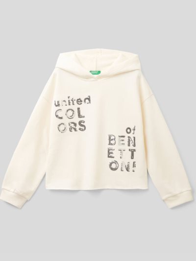 Creamy White Kids' Benetton Warm Hoodie | AU208871