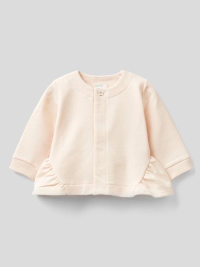 Creamy White Kids' Benetton Warm Ruffles Hoodie | AU116001