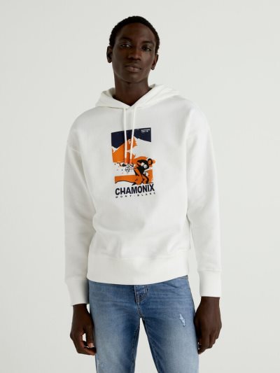 Creamy White Men's Benetton Winter Hoodie | AU322942