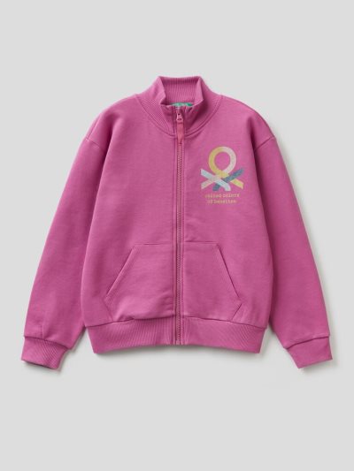 Cyclamen Kids' Benetton 100% Cotton Zip Sweatshirt | AU341524