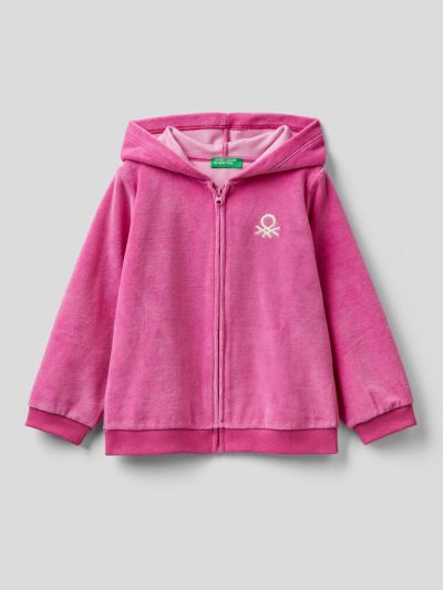 Cyclamen Kids' Benetton Chenille Zip Hood Hoodie | AU860973