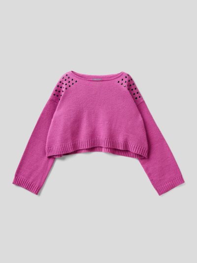 Cyclamen Kids' Benetton Cropped Studs Sweaters | AU248748