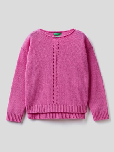 Cyclamen Kids' Benetton Knit Stitching Sweaters | AU331393