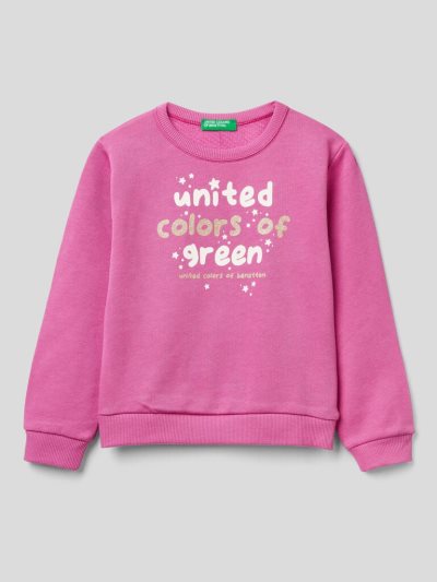 Cyclamen Kids' Benetton Organic Cotton Glittery Print Sweatshirt | AU107361