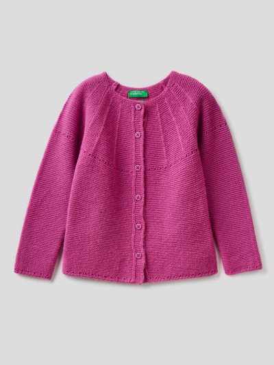 Cyclamen Kids' Benetton Perforated Details Cardigan | AU291714