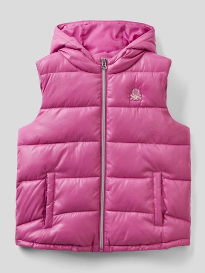 Cyclamen Kids' Benetton Sleeveless Puffer Zip And Hood Padded Jackets | AU608909