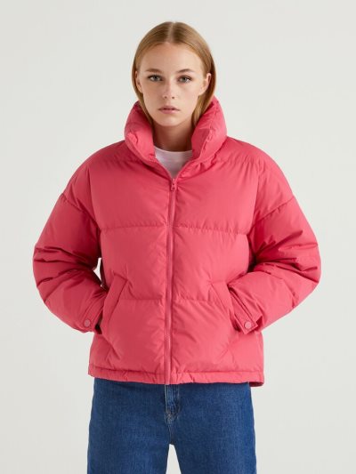 Cyclamen Women's Benetton Short Padded High Neck Puffer Jackets | AU953531