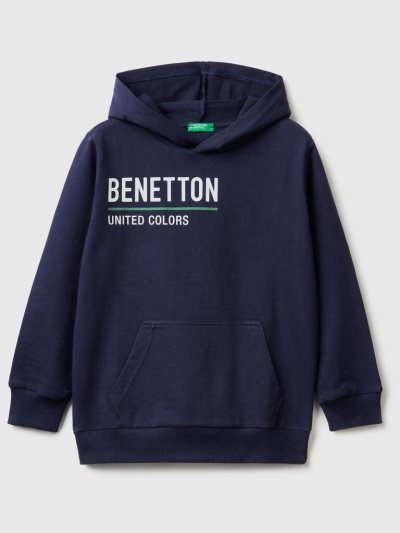 Dark Blue Kids' Benetton 100% Cotton Hoodie | AU384305