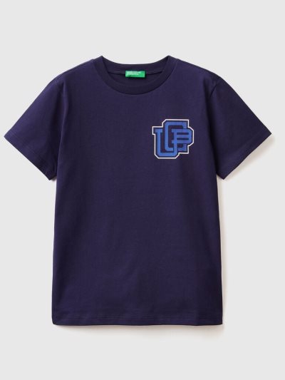 Dark Blue Kids' Benetton 100% Organic Cotton Short Sleeve T-shirts | AU206682