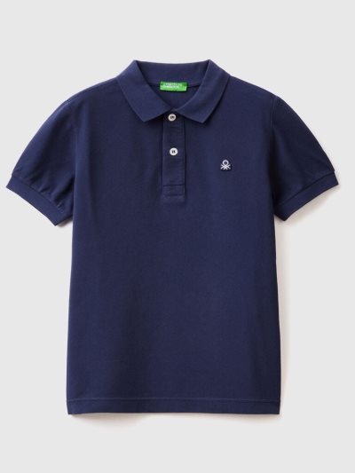 Dark Blue Kids' Benetton 100% Organic Cotton Slim Fit Short Sleeve Polos | AU248249