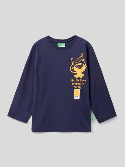 Dark Blue Kids' Benetton Benettonxpantone™ Long Sleeve T-shirts | AU391657