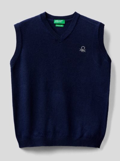 Dark Blue Kids' Benetton Cashmere And Wool Blend Vest | AU034060