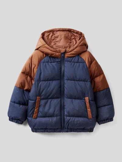 Dark Blue Kids' Benetton Color Block Puffer Padded Jackets | AU192784