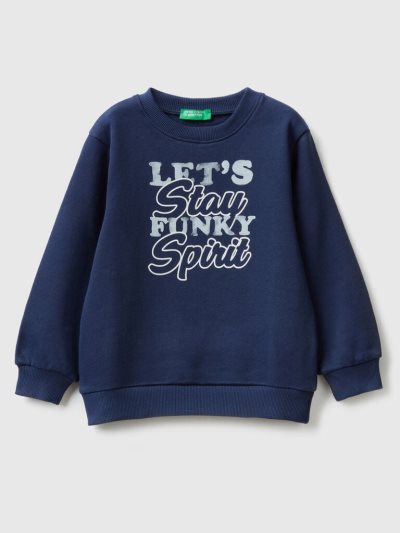 Dark Blue Kids' Benetton Crew Neck Print Sweatshirt | AU778792