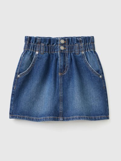 Dark Blue Kids' Benetton Denim Paperbag Skirts | AU784632