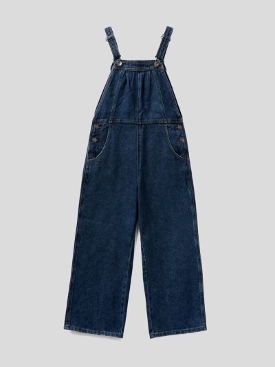 Dark Blue Kids' Benetton Eco-recycle Denim Dungarees | AU112116