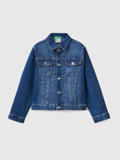 Dark Blue Kids' Benetton Eco-recycle Denim Light Jackets | AU654483