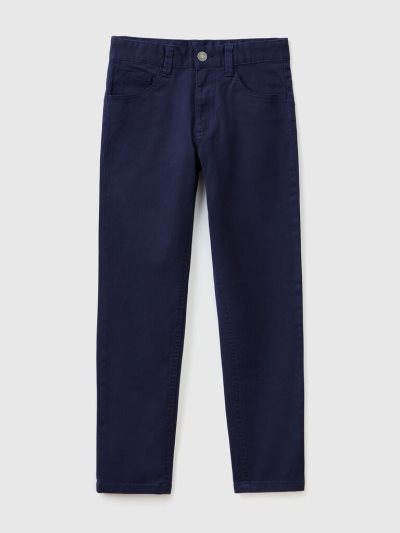 Dark Blue Kids' Benetton Five Pocket Slim Fit Trousers | AU626635